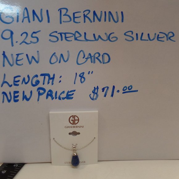 Giani Bernini  Blue Sodali Pendant 9.25 Sterling Silver 18” Necklace BNWT $71.00 - Picture 3 of 4